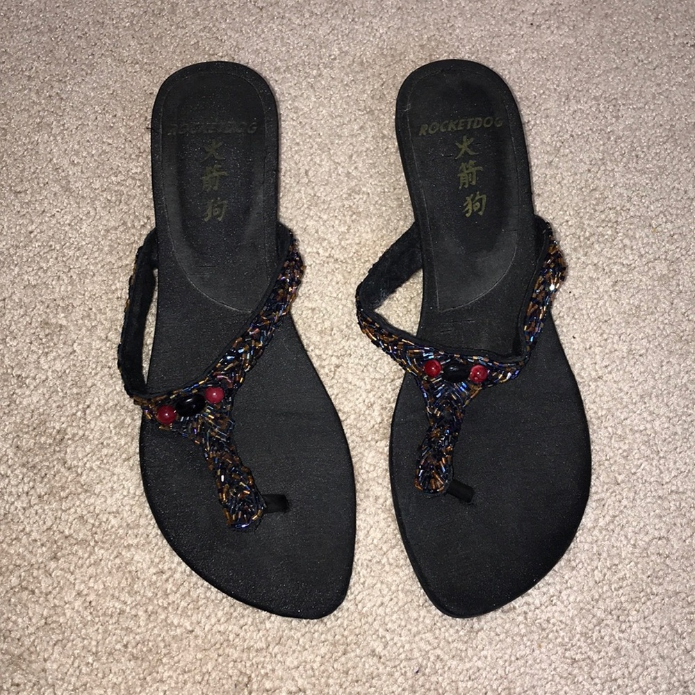 Rocket Dog Silk/Sequin Kitten Heel Sandals
